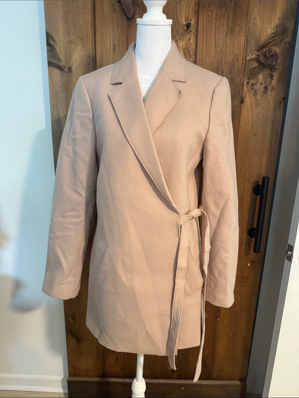 Banana Republic Blush Pink Belted Wool-Blend Blazer